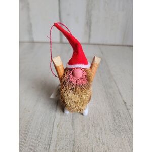 Bristle brush gnome Santa hat ornament Xmas
